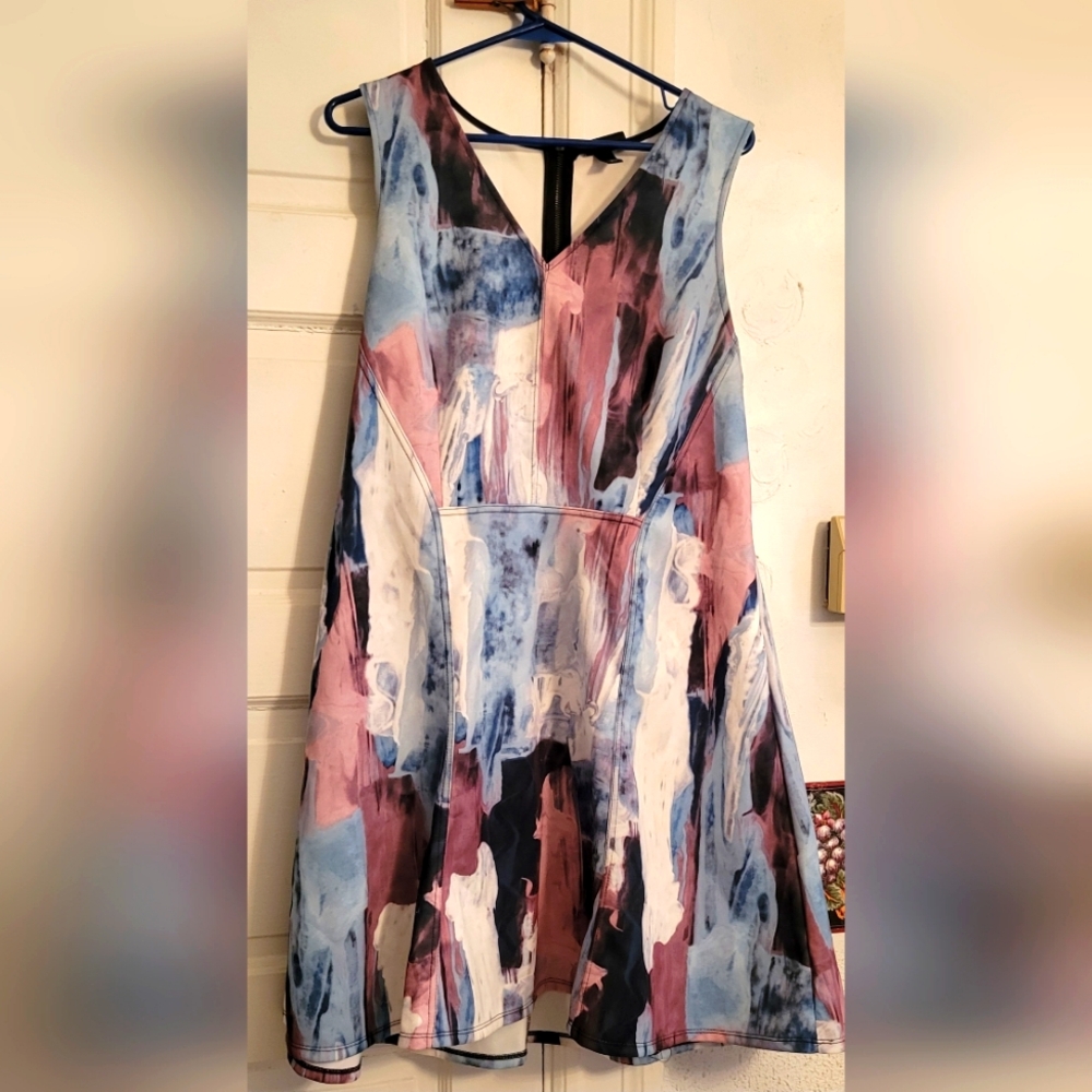 Mossimo XXL Watercolor Splash Sleeveless Skater Dress